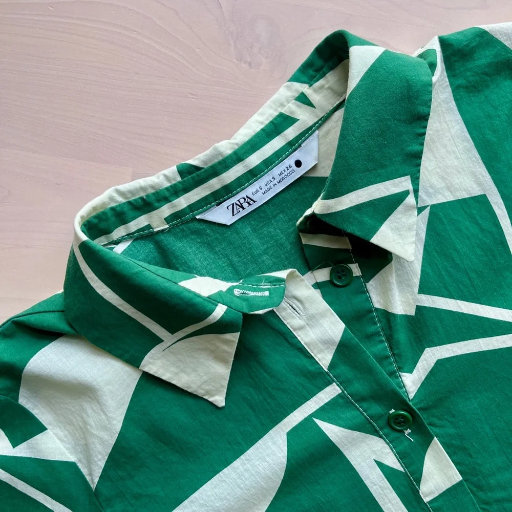 Zara green and white dress - Picture 3 of 11